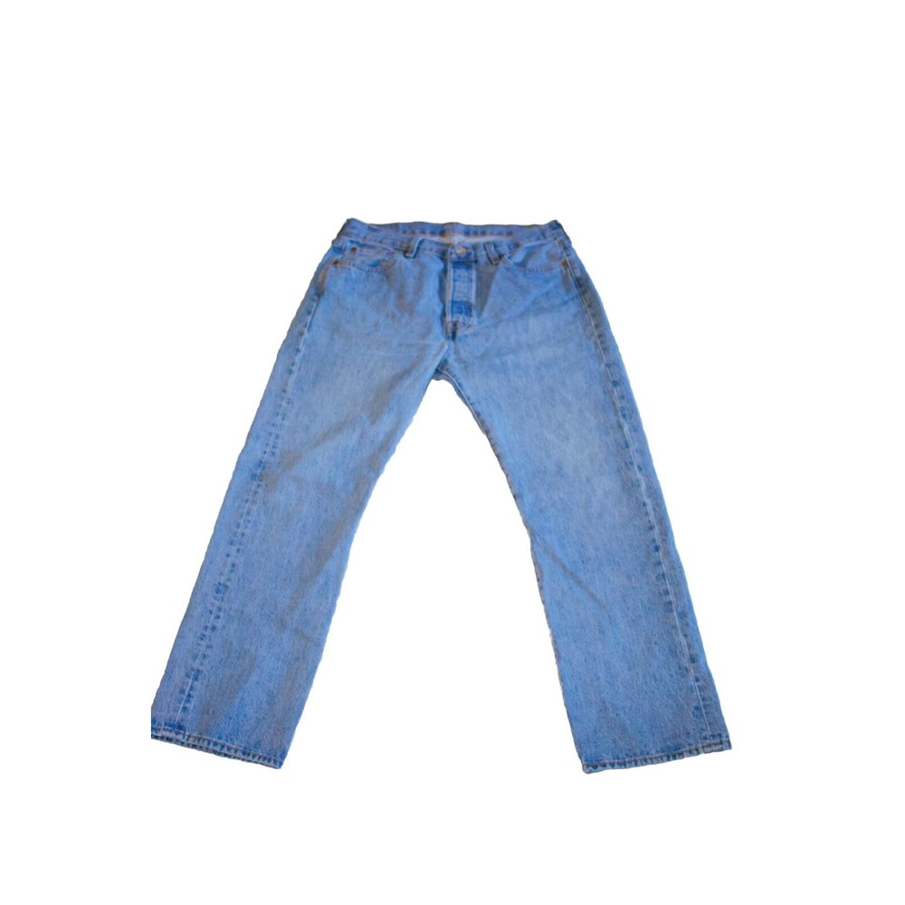LEVIS 501 MEN'S MEDIUM WASH BUTTON FLY STRAIGHT LEG BLUE JEANS  SIZE 34 X 30